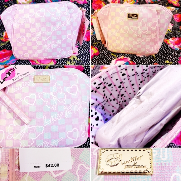 Betsey Johnson butterfly cosmetic bag - Picture 1 of 15